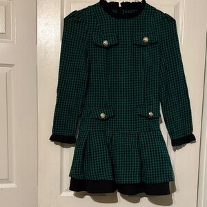 SHEIN Green and Black Houndstooth Dress